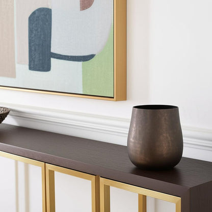 9" Antiqued Gold Aluminum Cylinder Table Vase