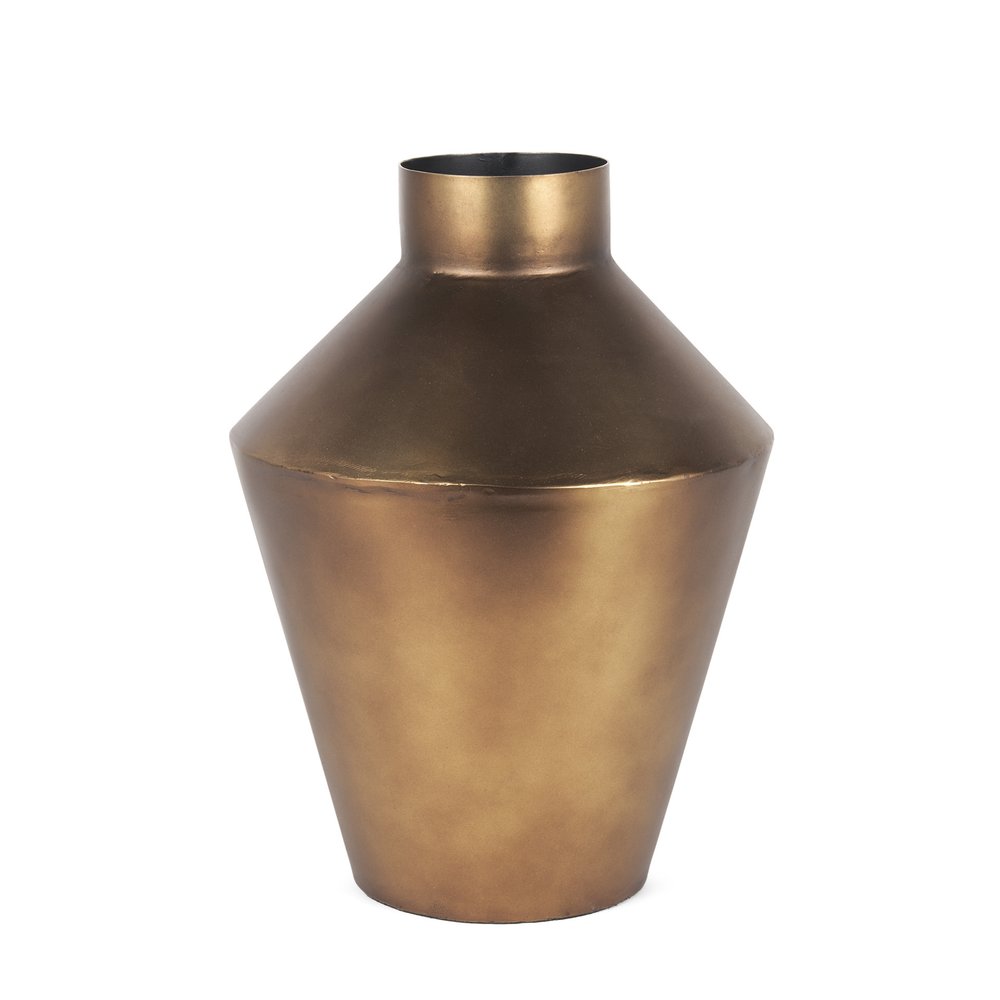 12" Antiqued Bronze Metal Trumpet Table Vase