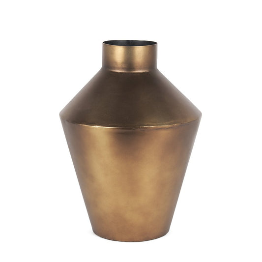 12" Antiqued Bronze Metal Trumpet Table Vase