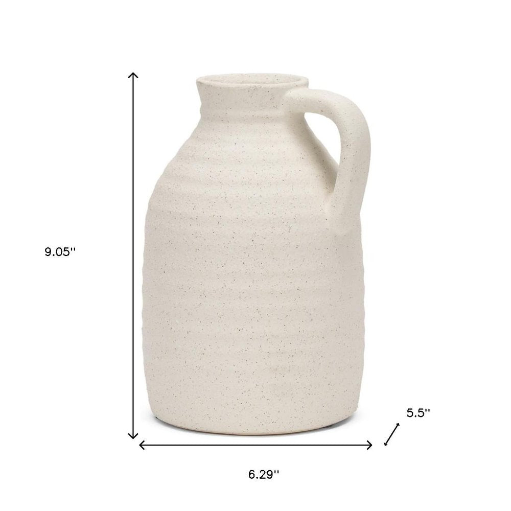 9" Off White Ceramic Jug Table Vase