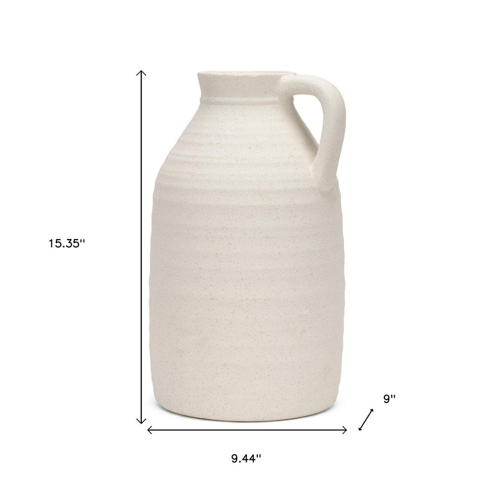 15" Off White Ceramic Jug Table Vase