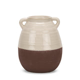 11" Brown And Cream Ceramic Amphora Table Vase