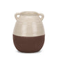 11" Brown And Cream Ceramic Amphora Table Vase