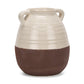 14" Brown And Cream Ceramic Amphora Table Vase