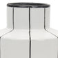 16" White And Black Striped Ceramic Cylinder Table Vase