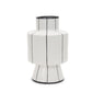 16" White And Black Striped Ceramic Cylinder Table Vase