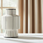 16" White And Black Striped Ceramic Cylinder Table Vase