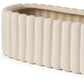 6" Beige Oval Ceramic Ribbed Texture Table Vase