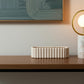 6" Beige Oval Ceramic Ribbed Texture Table Vase