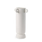 16" Off White Cylinder Ceramic Table Vase With Handles