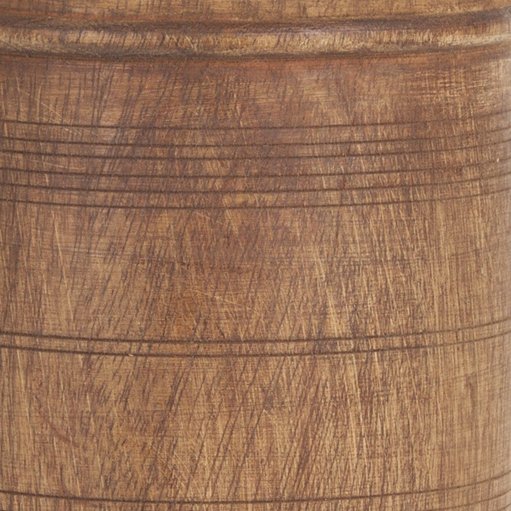 9" Brown Solid Wood Cylinder Table Vase