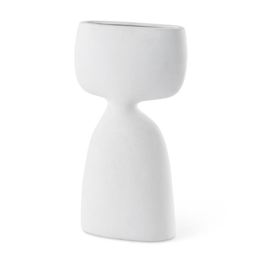 12" White Ceramic Sculptural Table Vase