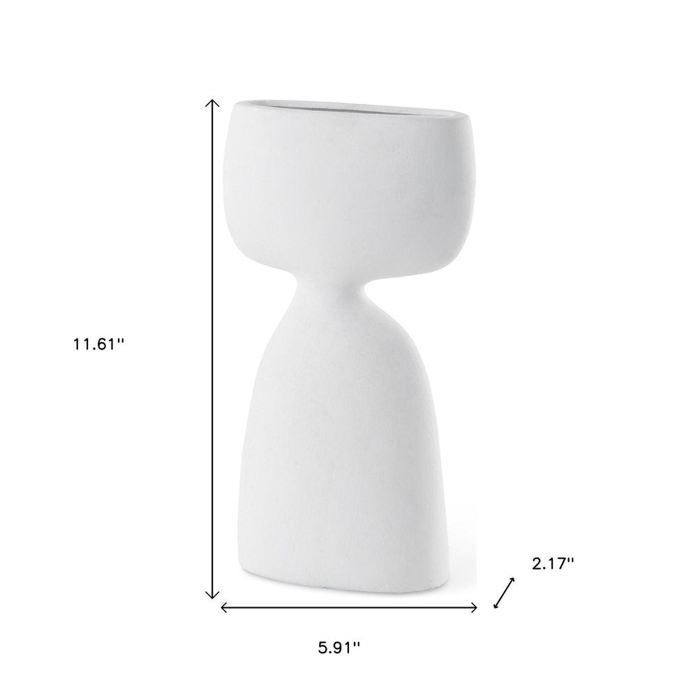 12" White Ceramic Sculptural Table Vase