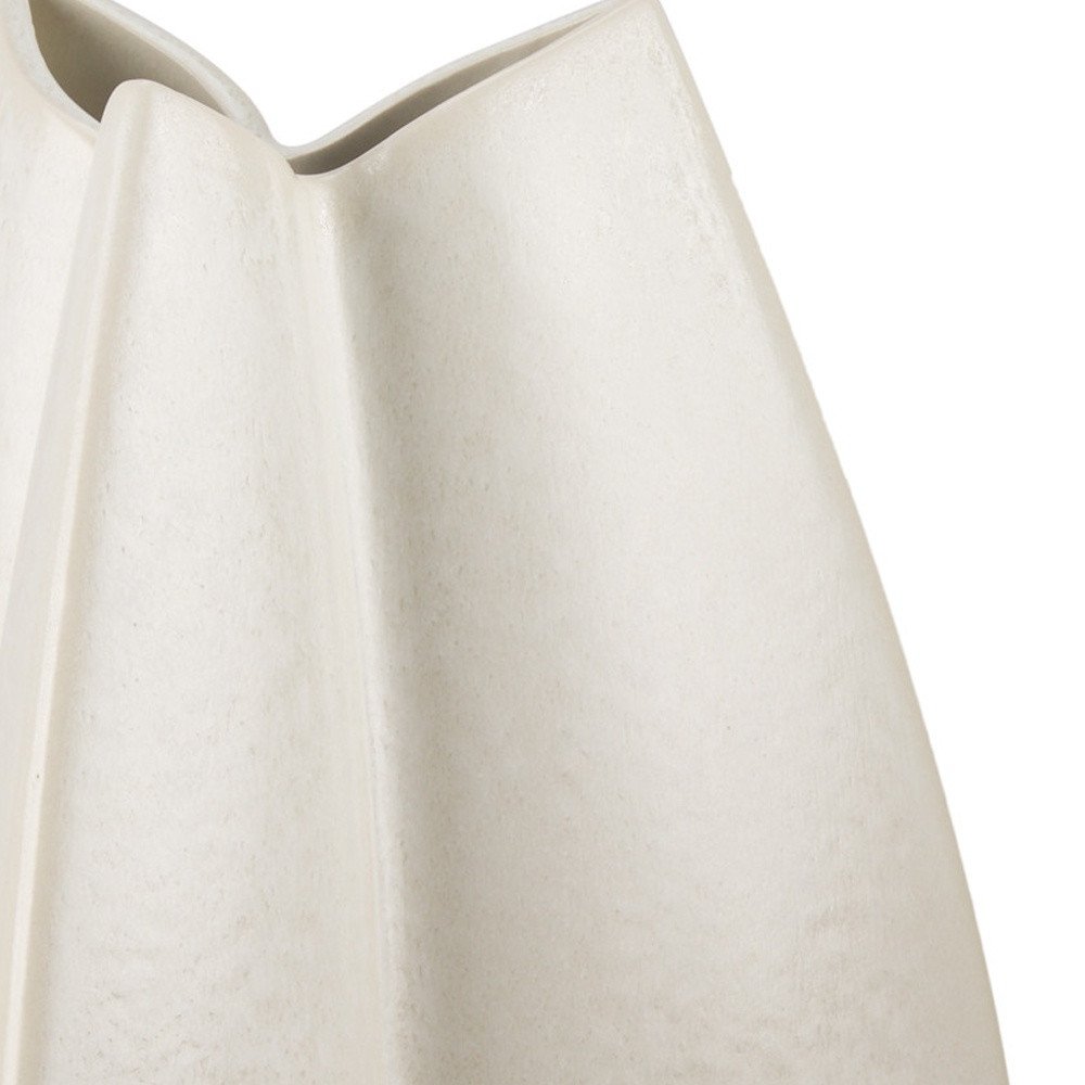 16" Cream And Beige Color Block Ceramic Table Vase