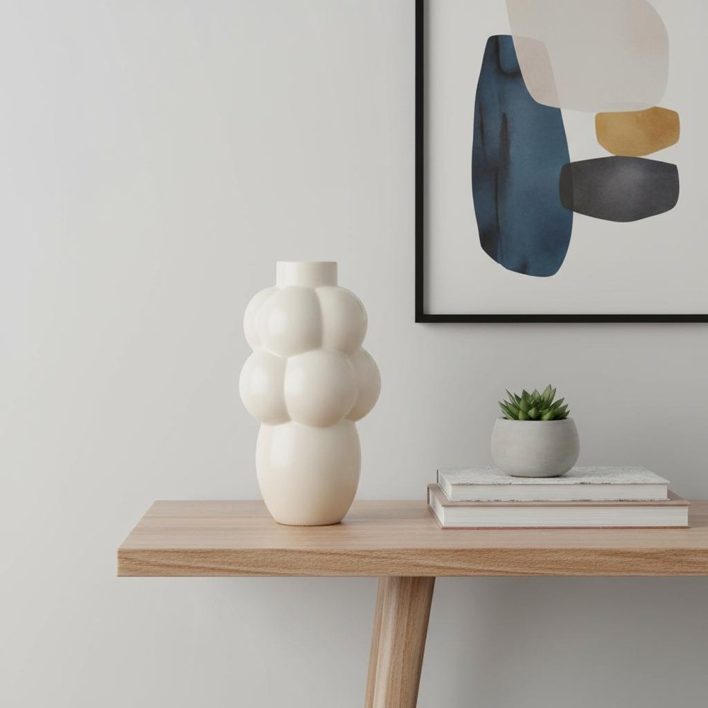 14" Cream Ceramic Table Vase