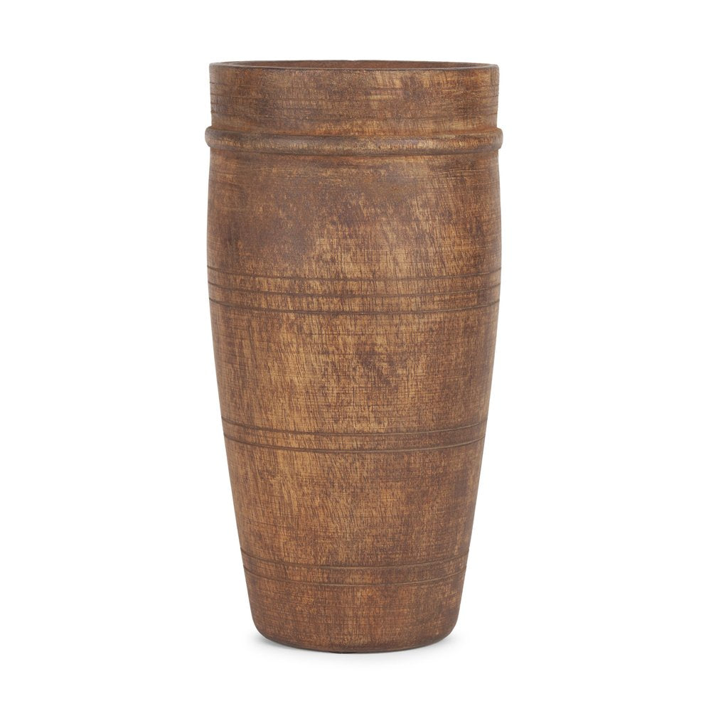 11" Brown Distressed Wood Cylinder Table Vase