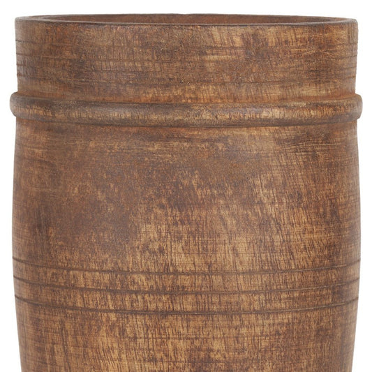 11" Brown Solid Wood Cylinder Table Vase