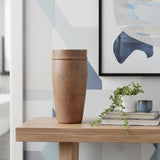 11" Brown Distressed Wood Cylinder Table Vase