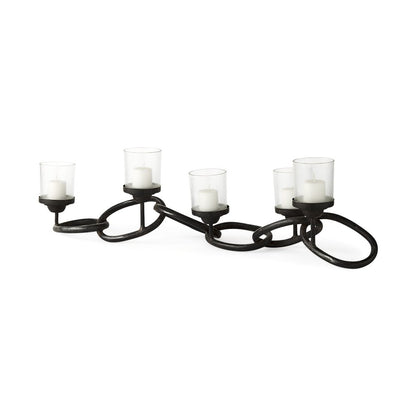 5" Black Distressed Abstract Metal Tabletop Votive Candle Holder