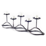 7" Black Distressed Geometric Metal Tabletop Tealight Candle Holder