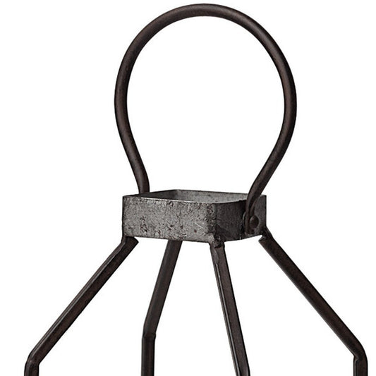 19" Black Distressed Geometric Metal And Glass Tabletop Lantern Candle Holder