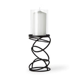 14" Black Geometric Glass And Metal Tabletop Pillar Candle Holder