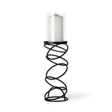 17" Black Geometric Glass And Metal Tabletop Pillar Candle Holder