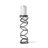 21" Black Geometric Glass And Metal Tabletop Pillar Candle Holder