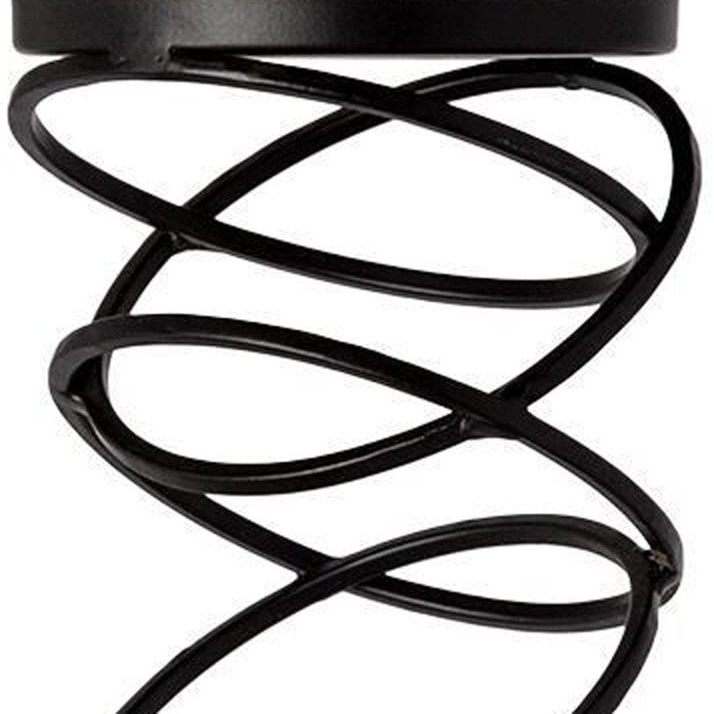 21" Black Geometric Glass And Metal Tabletop Pillar Candle Holder