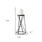 11" Black Distressed Geometric Metal Tabletop Pillar Candle Holder