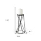 11" Black Distressed Geometric Metal Tabletop Pillar Candle Holder