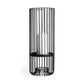 17" Black Abstract Metal And Glass Tabletop Hurricane Candle Holder