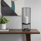 17" Black Abstract Metal And Glass Tabletop Hurricane Candle Holder