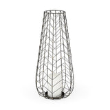 24" Gold Distressed Lattice Metal Tabletop Hurricane Candle Holder