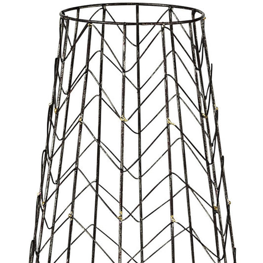 24" Gold Distressed Lattice Metal Tabletop Hurricane Candle Holder