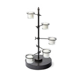 17" Black Distressed Abstract Metal Tabletop Tealight Candle Holder