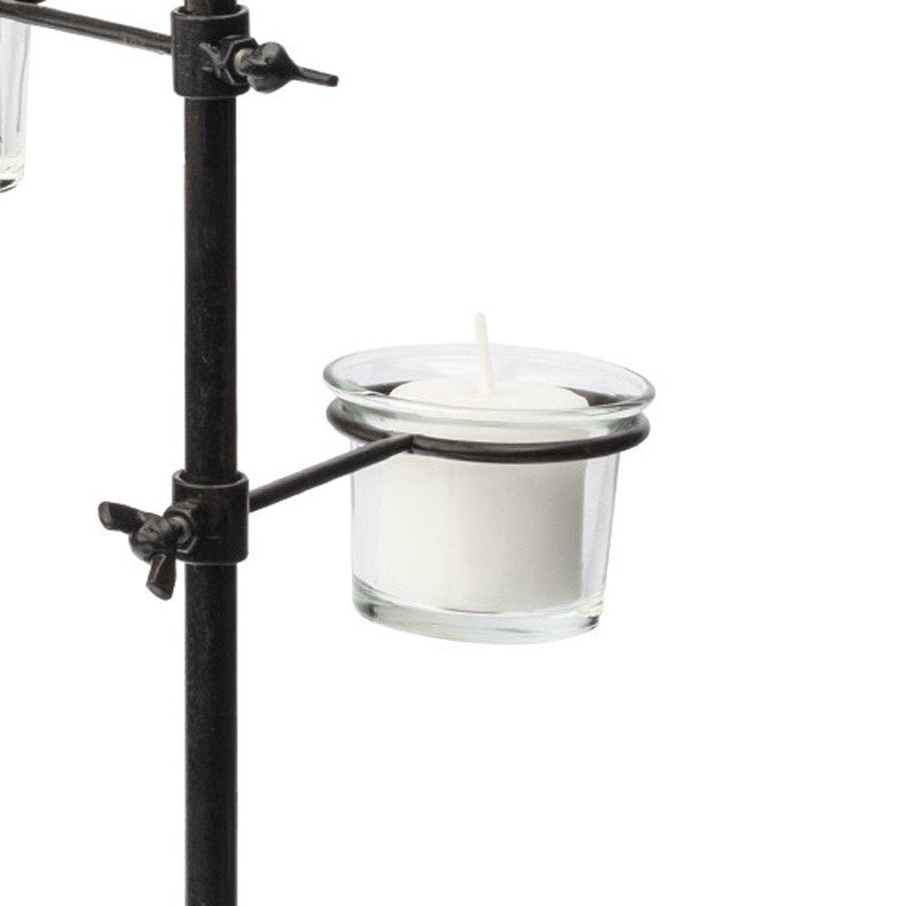 17" Black Distressed Abstract Metal Tabletop Tealight Candle Holder