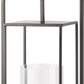 24" Black Geometric Metal Tabletop Lantern Candle Holder
