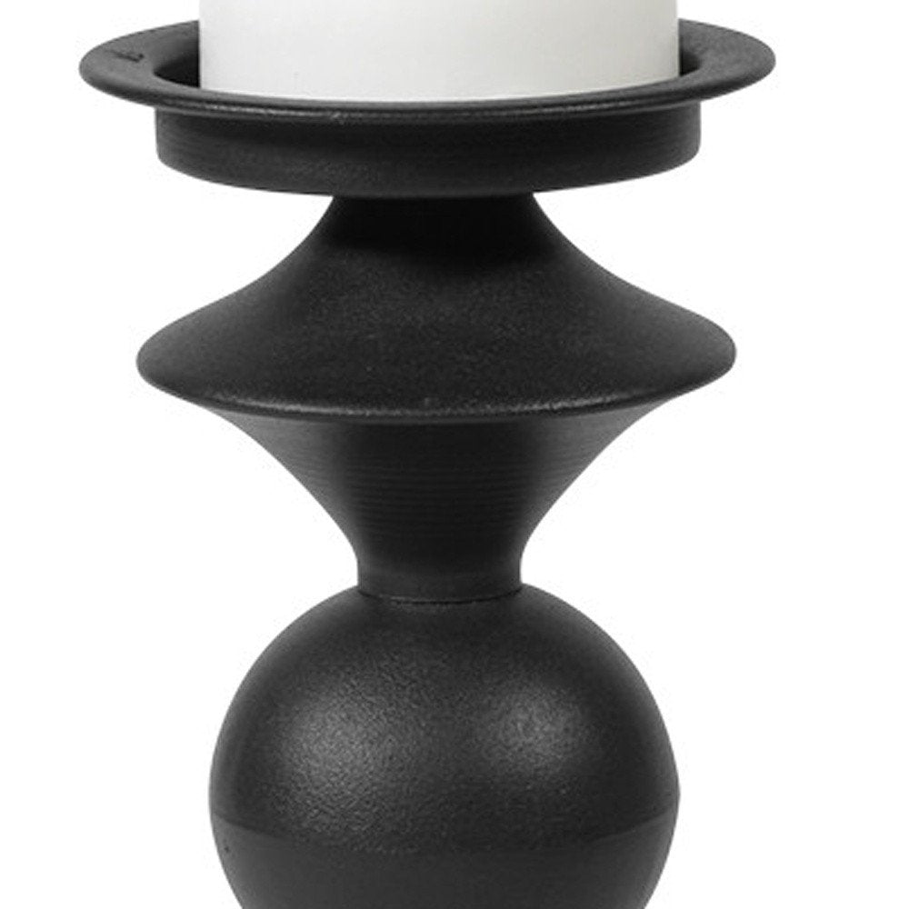 13" Black Metal Tabletop Pillar Candle Holder