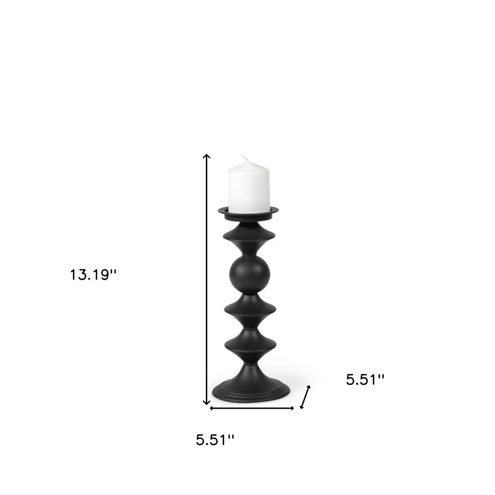 13" Black Metal Tabletop Pillar Candle Holder