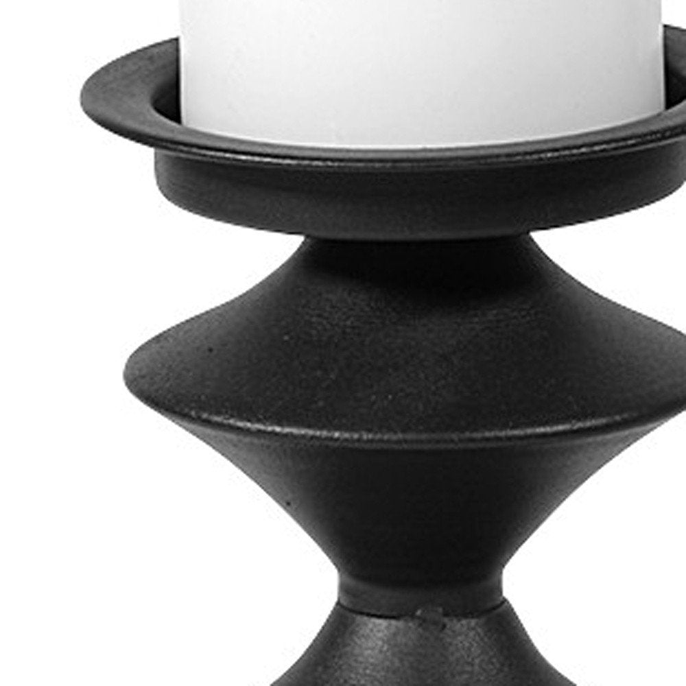 16" Black Metal Tabletop Pillar Candle Holder
