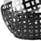 8" Black Woven Metal And Glass Tabletop Hurricane Candle Holder