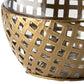 8" Gold Woven Metal And Glass Tabletop Hurricane Candle Holder