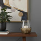 8" Gold Woven Metal And Glass Tabletop Hurricane Candle Holder