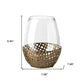 10" Gold And Clear Woven Metal And Glass Tabletop Hurricane Candle Holder