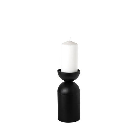 9" Black Metal Tabletop Pillar Candle Holder