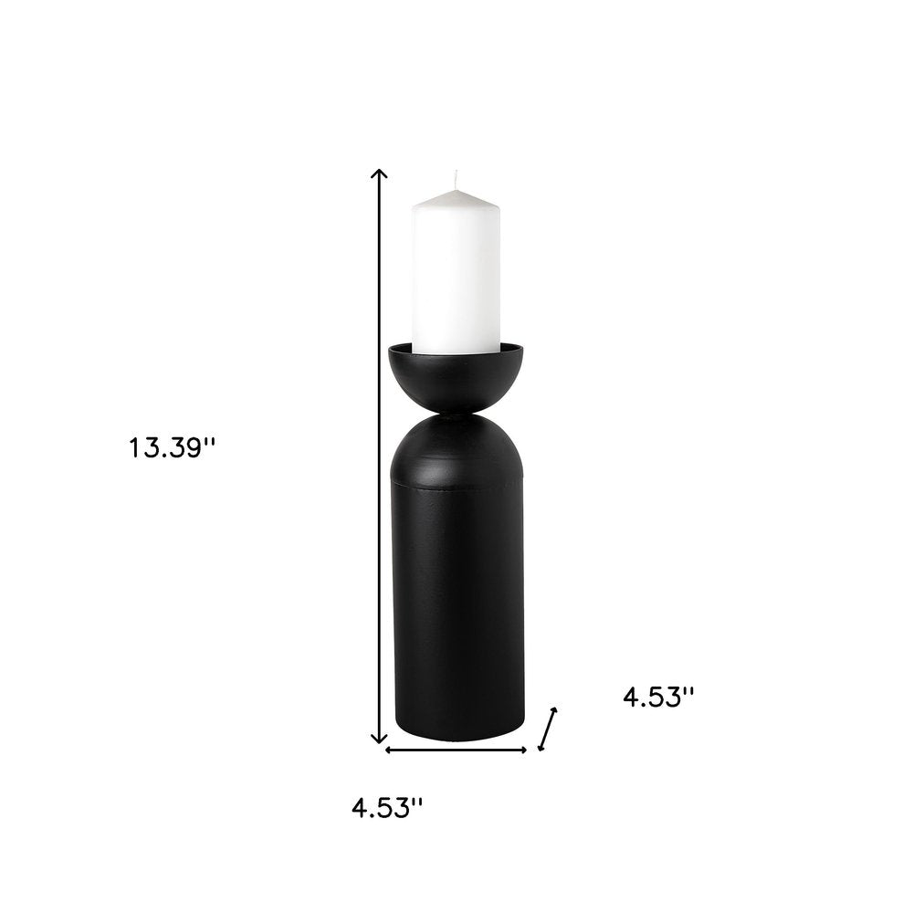 13" Black Metal Tabletop Pillar Candle Holder