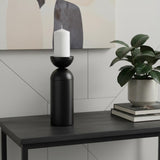 13" Black Metal Tabletop Pillar Candle Holder