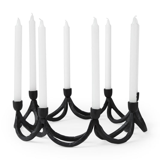 4" Black Abstract Metal Tabletop Candelabra Candle Holder