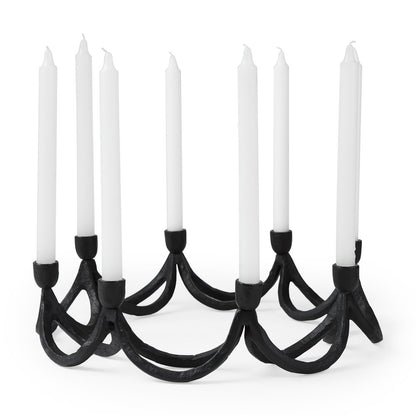 4" Black Abstract Metal Tabletop Candelabra Candle Holder
